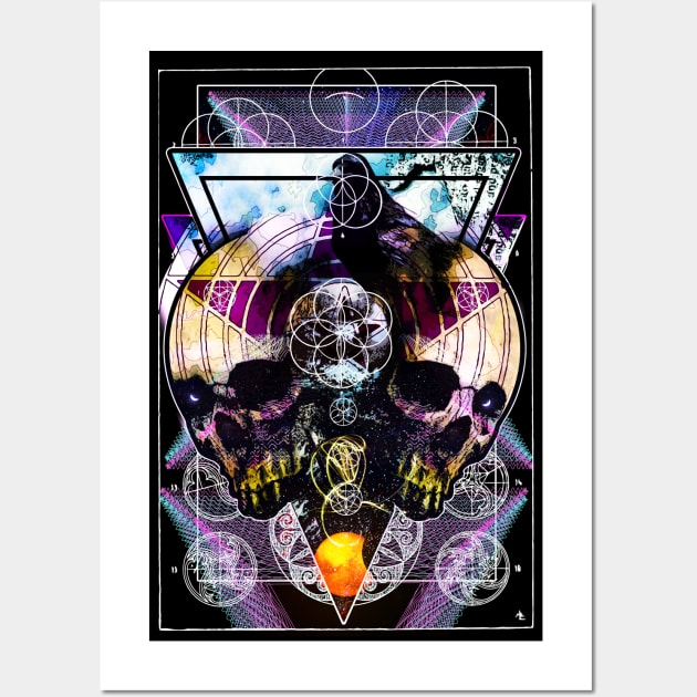 Occult Geometric Sacred Geometrical Mystic Skull Wall Art by Glass Table Designs